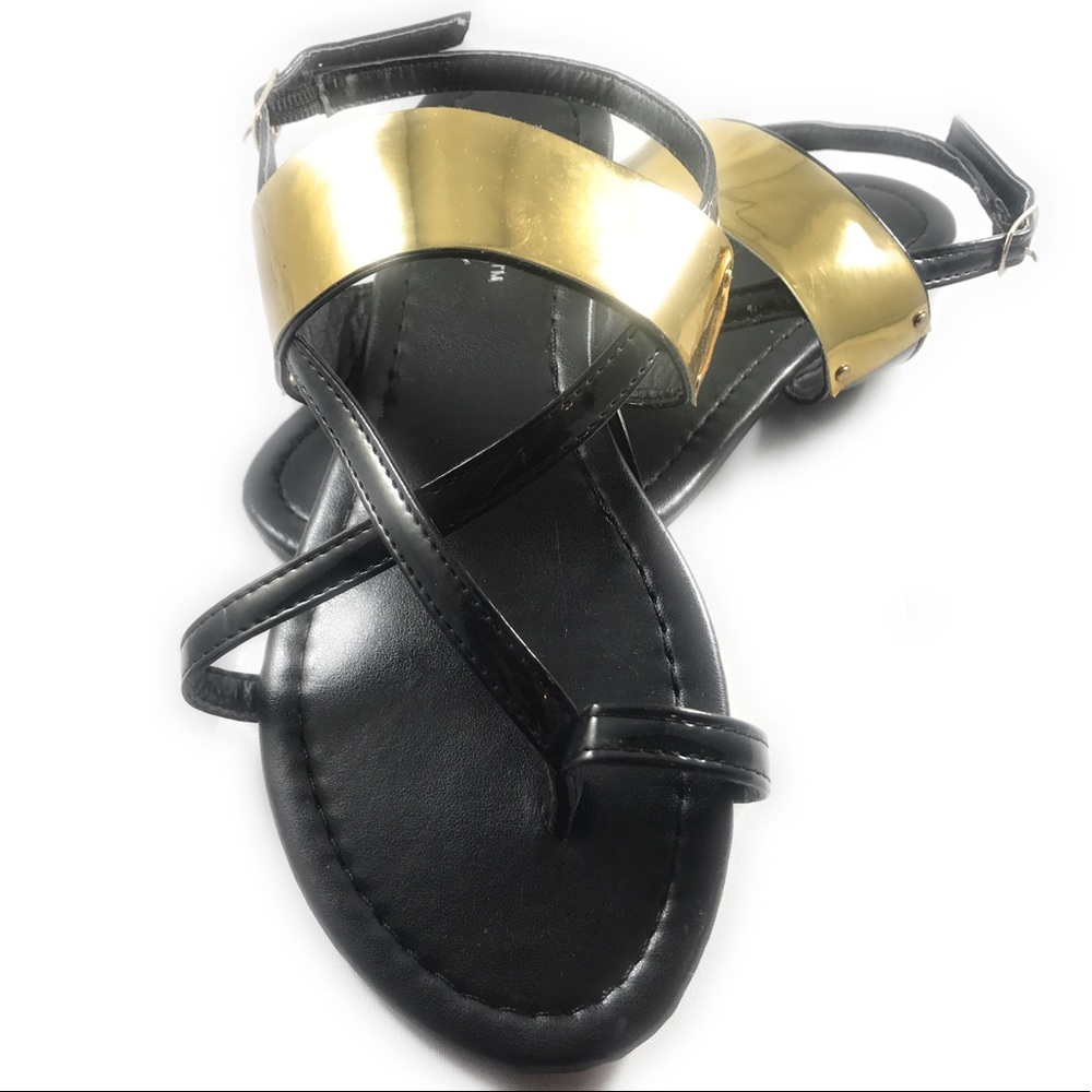 Black & Gold Flip Flop Sandals